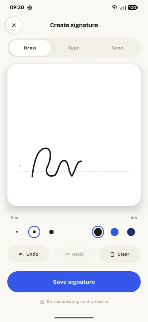 QuickSign: draw, type or scan your signature